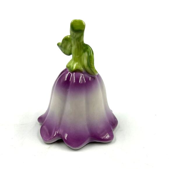 Vintage Small Mini Glazed Porcelain Delicate Bell Purple Morning Glory Flower - Picture 9 of 9